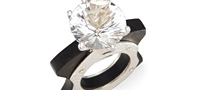 Quartz in a silver-ebony ring by Setiel Masaki